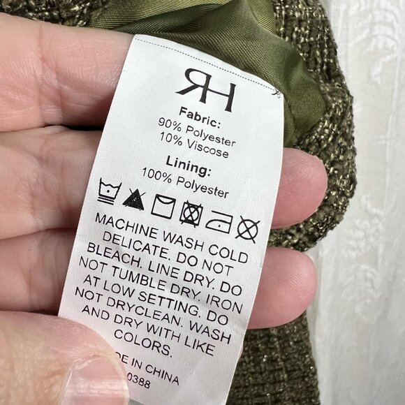 Rihoas The Vintage Solid Tweed Jacket double breasted green cropped coat NWT - Picture 7 of 8